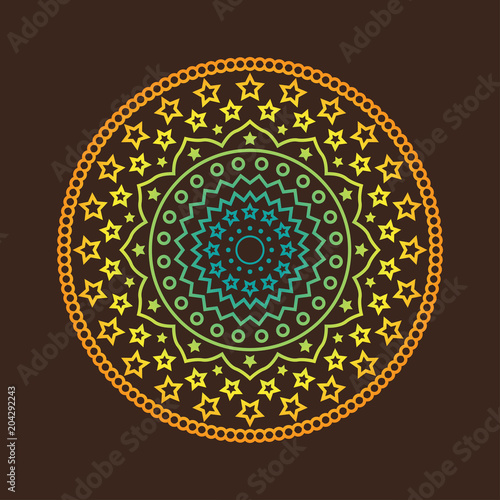 High Quality Vintage Decorative Oriental Mandala on Color Background . Isolated Vector Elements