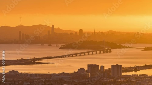 4K Timelapse Sequence of San Francisco, USA - San Francisco s skyline from day to night as seen from Oakland