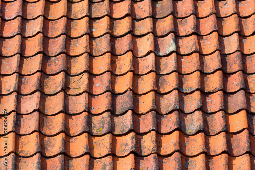 Dutch style red tiled roof. Background or texture.