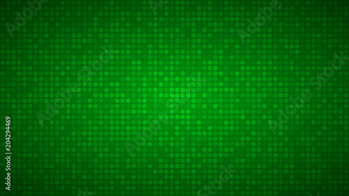 Abstract background of small circles or pixels in green colors.
