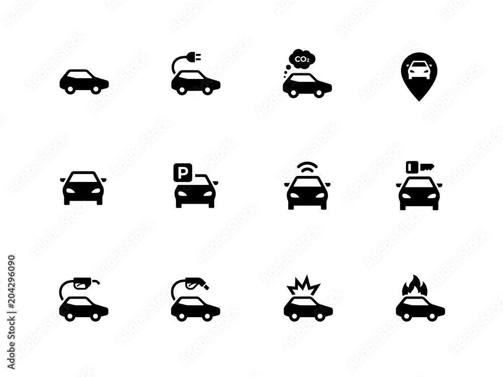 Electro Car flat vector icons set Electro Car flat vector icons set