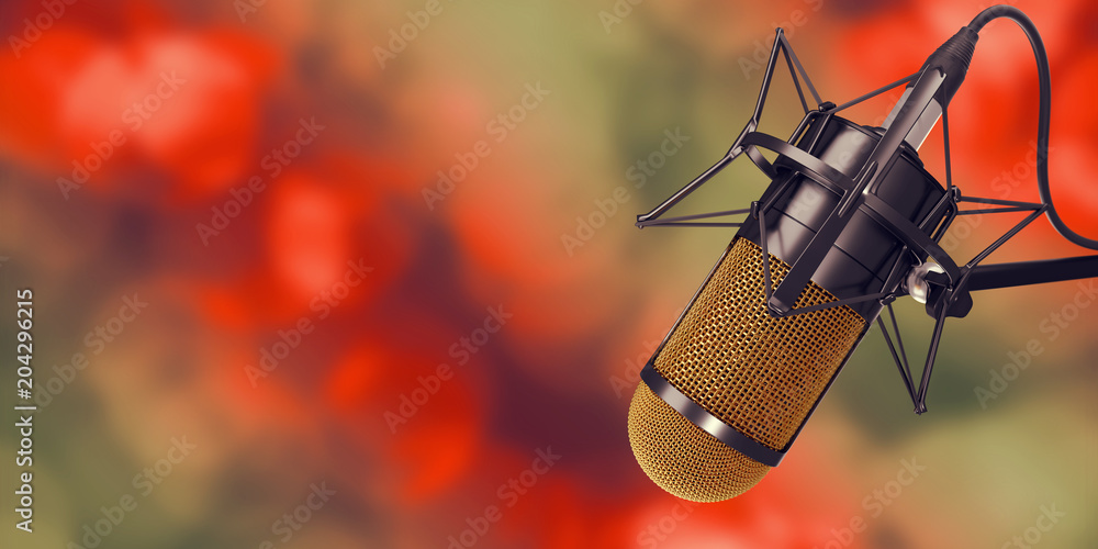 microphone in studio at background 3d illustration microphone in studio at background 3d illustration