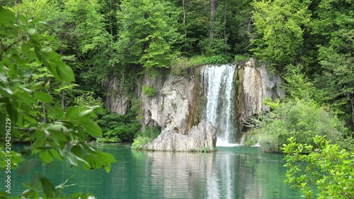 Waterfalls Landscape at Plitvice Lakes National Park, Croatia. 4K Video Clip photo