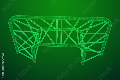 Truss girder element. Wireframe low poly mesh vector illustration.