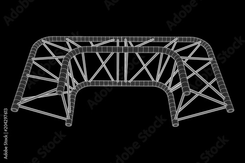 Truss girder element. Wireframe low poly mesh vector illustration.