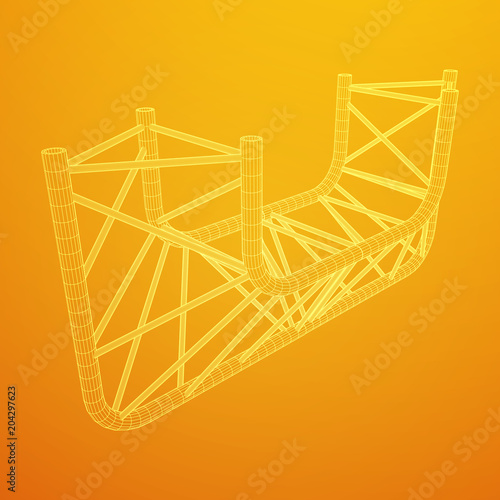 Truss girder element. Wireframe low poly mesh vector illustration.