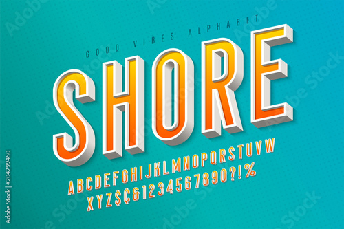 Good vibes retro typeface. 3d display font, poster