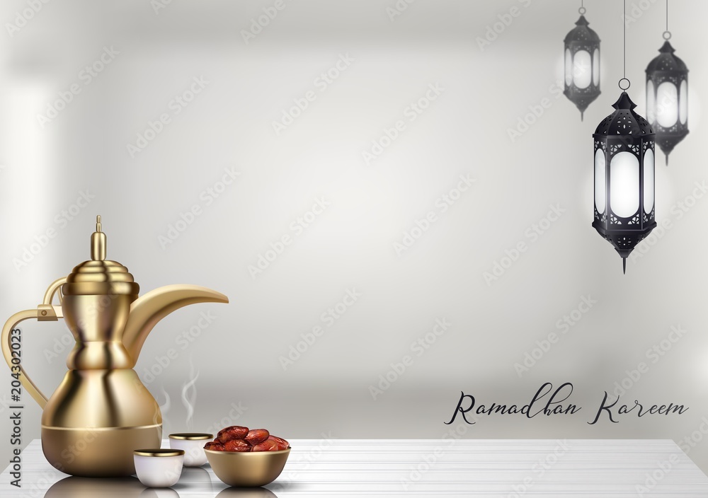 Ramadan Kareem background. Iftar party celebration with traditional