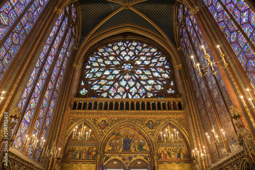 The Sainte Chapelle  Holy Chapel  in Paris  France. The Sainte Chapelle is a royal medieval Gothic chapel in Paris and one of the most famous monuments of the city