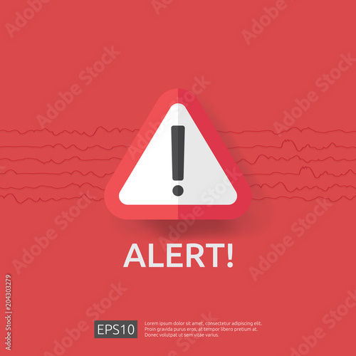 warning alert sign with exclamation mark symbol. disaster attention protection icon concept vector illustration.
