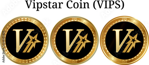 Set of physical golden coin Vipstar Coin (VIPS)
