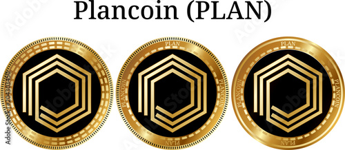 Set of physical golden coin Plancoin (PLAN)