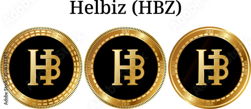 Set of physical golden coin Helbiz (HBZ)