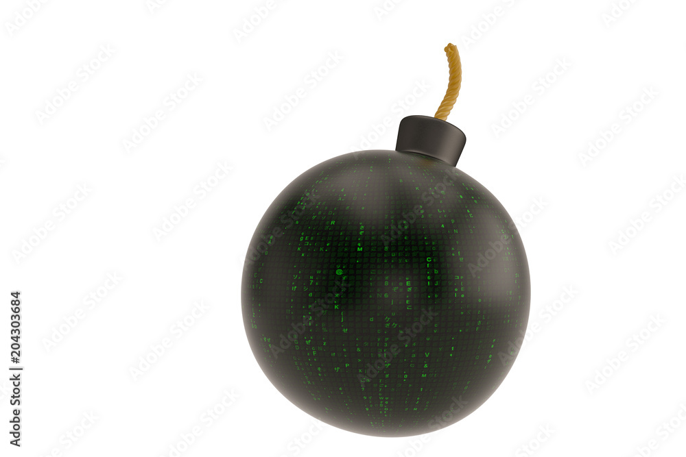 Digital bomb isolated on white background. 3D illustration. Digital bomb isolated on white background. 3D illustration.