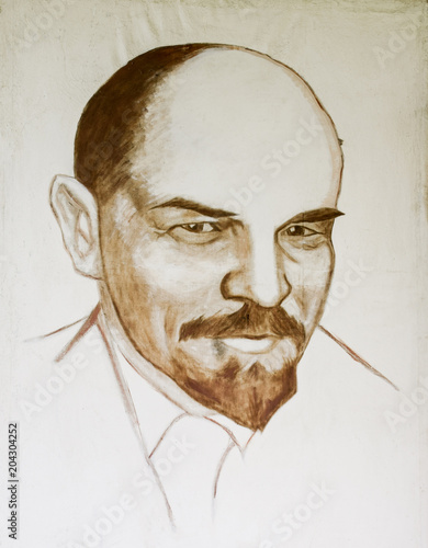 Fotografi Portrait of Lenin on canvas. Leader of the world proletariat