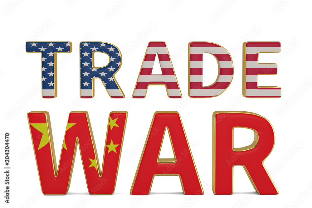 Word trade war with united states and chinese flag isolated on white background. 3D illustration. Word trade war with united states and chinese flag isolated on white background. 3D illustration.