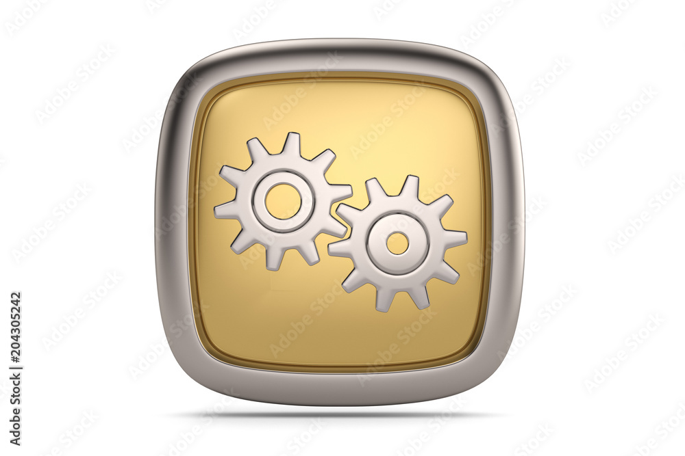 Gears 3d icon isolated on white background. 3D illustration. Gears 3d icon isolated on white background. 3D illustration.