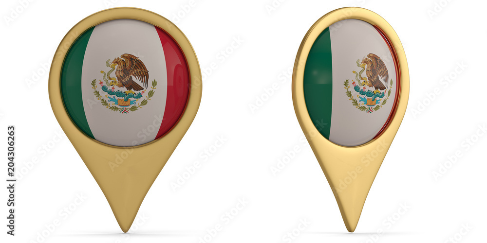 Mexico flag symbol isolated on white background. 3D illustration.