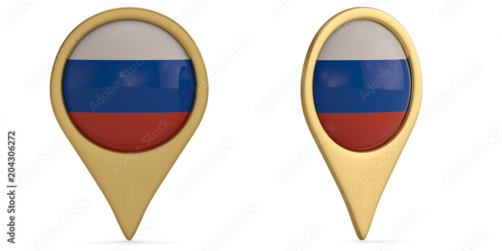 Russia flag symbol isolated on white background. 3D illustration. Russia flag symbol isolated on white background. 3D illustration.