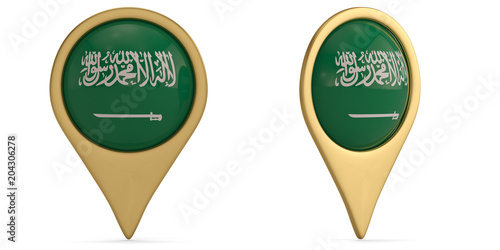 Saudi Arabia flag symbol isolated on white background. 3D illustration.