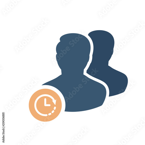 Client icon with clock sign. Client icon and countdown, deadline, schedule, planning symbol photo