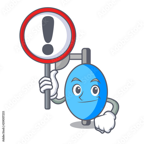 With sign ambu bag character cartoon
