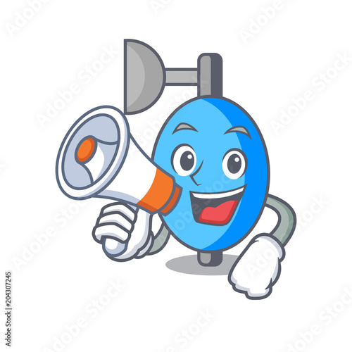 With megaphone ambu bag character cartoon