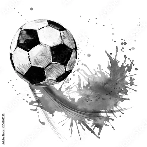 Obraz Piłka nożna. piłka nożna akwarela ilustracja