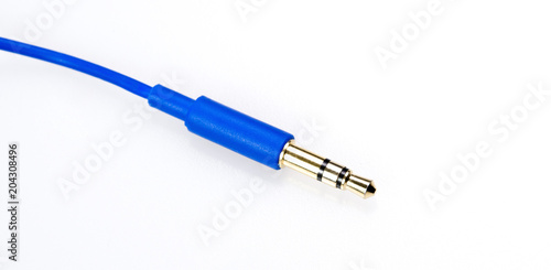Fotografía Blue aux cable isolated on white background