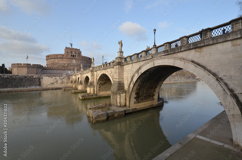  Castel Sant'Angelo; bridge; waterway; reflection; river