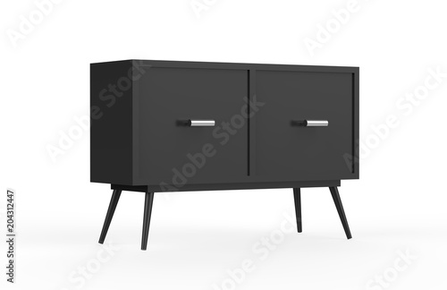 Foto cabinet furniture mock up on isolated white background, 3d illustration