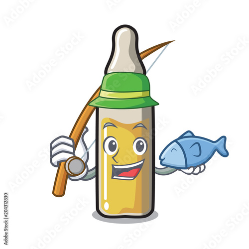 Fishing ampoule mascot cartoon style