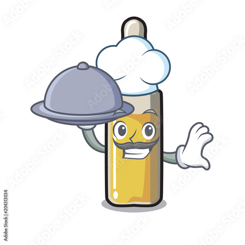 Chef with food ampoule mascot cartoon style