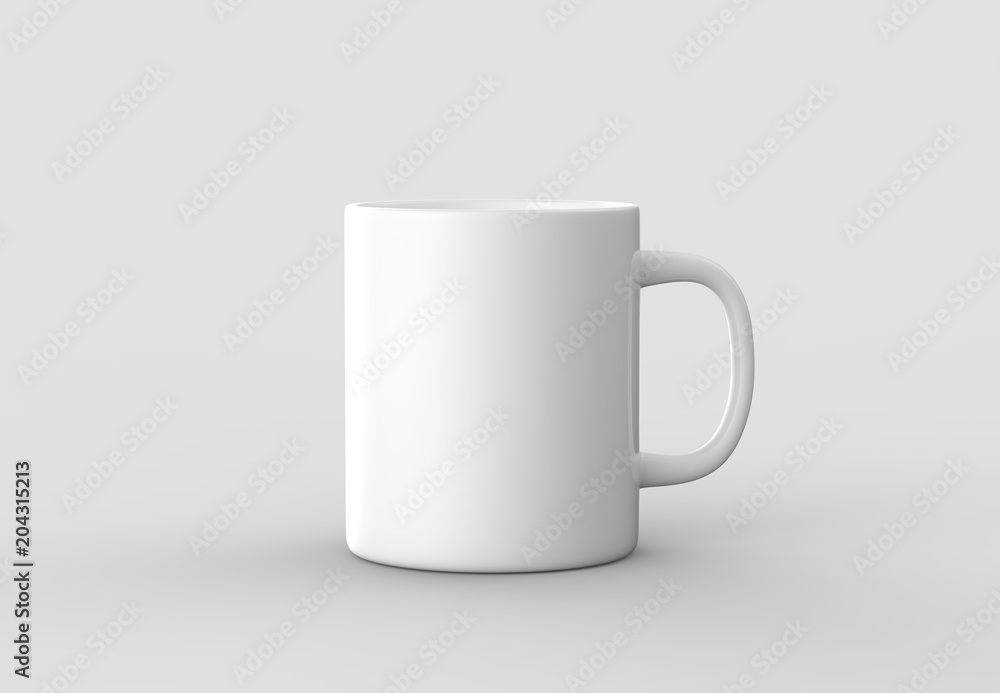 Mug mock up isolated on light gray background. 3D illustrating. Mug mock up isolated on light gray background. 3D illustrating.