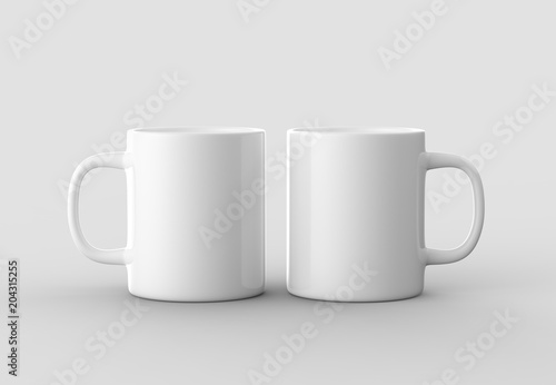 Mug mock up isolated on light gray background. 3D illustrating. photo