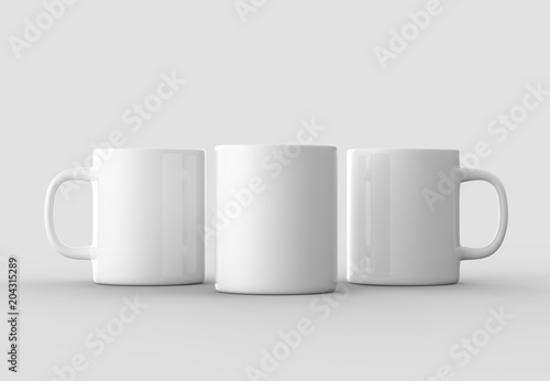 Fototapeta Mug mock up isolated on light gray background. 3D illustrating.