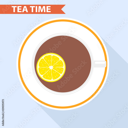 Cup of tea with lemon, a cup of tea on.
