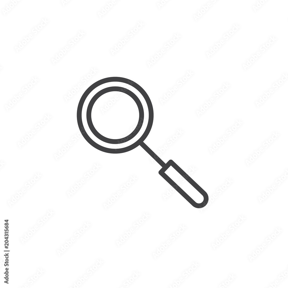 Magnifying glass outline icon. linear style sign for mobile concept and web design. Loupe simple line vector icon. Zoom symbol, logo illustration. Pixel perfect vector graphics Magnifying glass outline icon. linear style sign for mobile concept and web design. Loupe simple line vector icon. Zoom symbol, logo illustration. Pixel perfect vector graphics