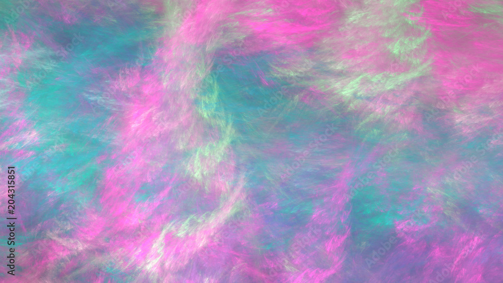 Abstract painted texture. Chaotic pink and green strokes. Fractal background. Fantasy digital art. 3D rendering.
