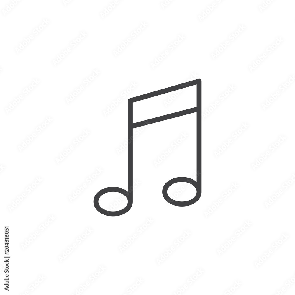 Musical note outline icon. linear style sign for mobile concept and web design. Music note simple line vector icon. Symbol, logo illustration. Pixel perfect vector graphics Musical note outline icon. linear style sign for mobile concept and web design. Music note simple line vector icon. Symbol, logo illustration. Pixel perfect vector graphics