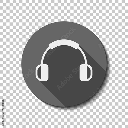 Headphones and music. Mute volume. Simple icon. White flat icon
