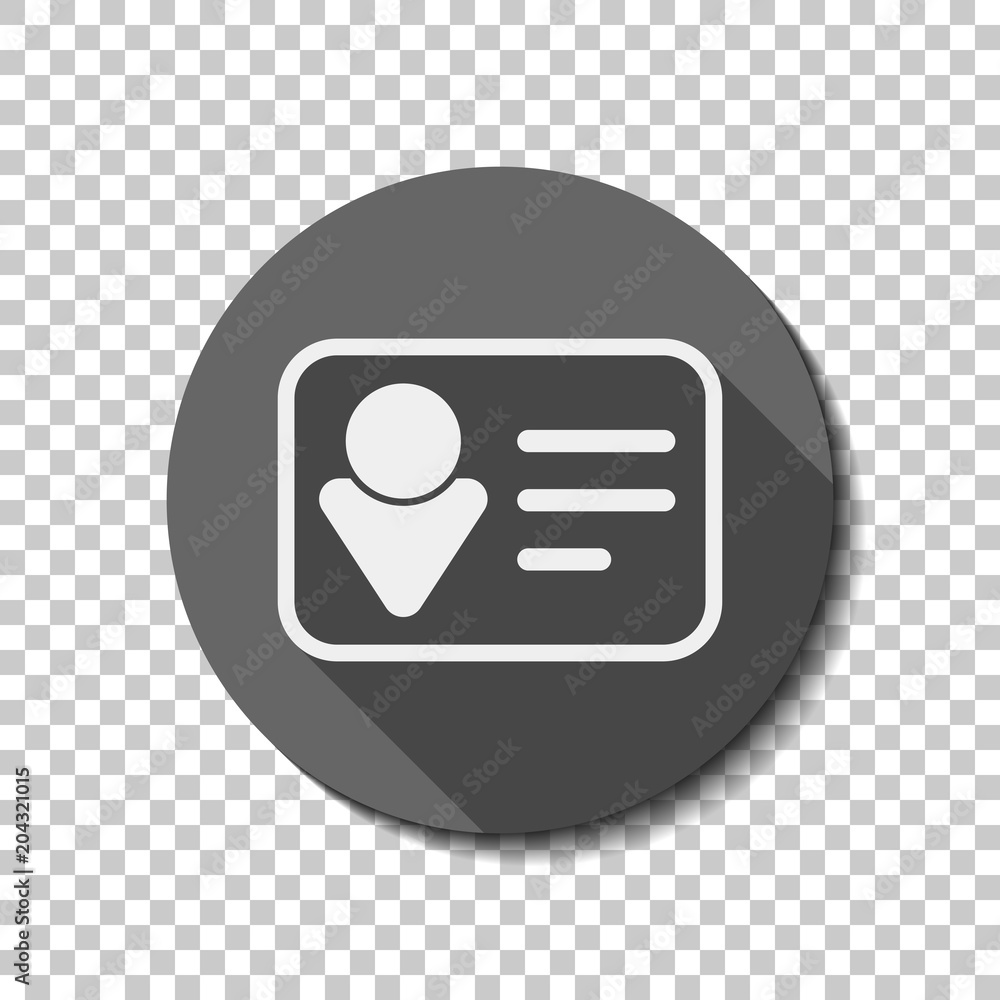 Identification card icon. Linear style. White flat icon with lon