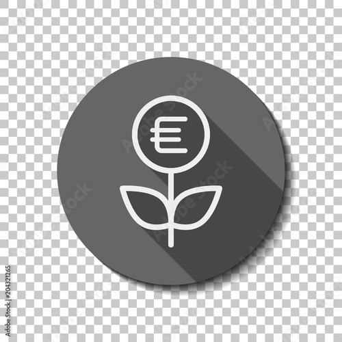 Money flower with dollar. Money tree. Linear icon with thin outl