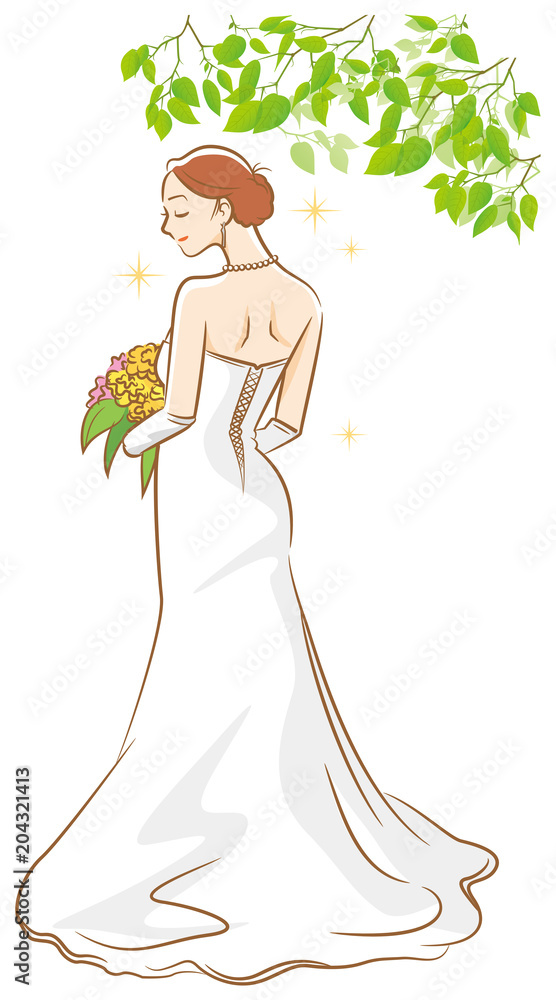 新婦のイメージイラスト 後ろ姿 木陰 Stock Vector Adobe Stock