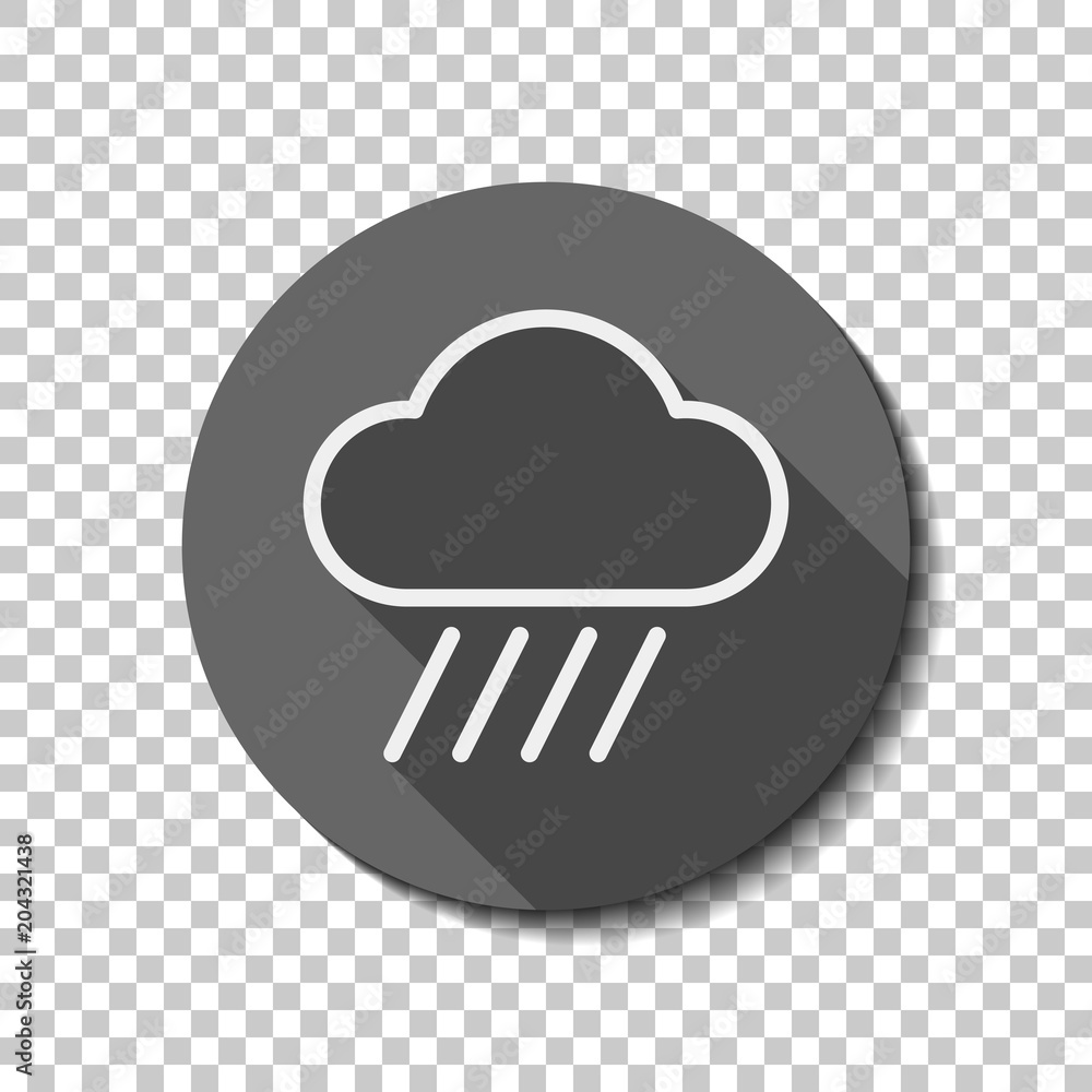 Cloud and rain. Weather simple icon. Linear style. White flat ic Cloud and rain. Weather simple icon. Linear style. White flat ic