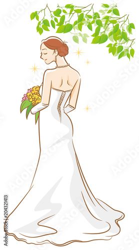 新婦のイメージイラスト 後ろ姿 木陰 Stock ベクター Adobe Stock
