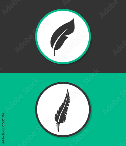 Feather vector icon. Retro pen symbol.