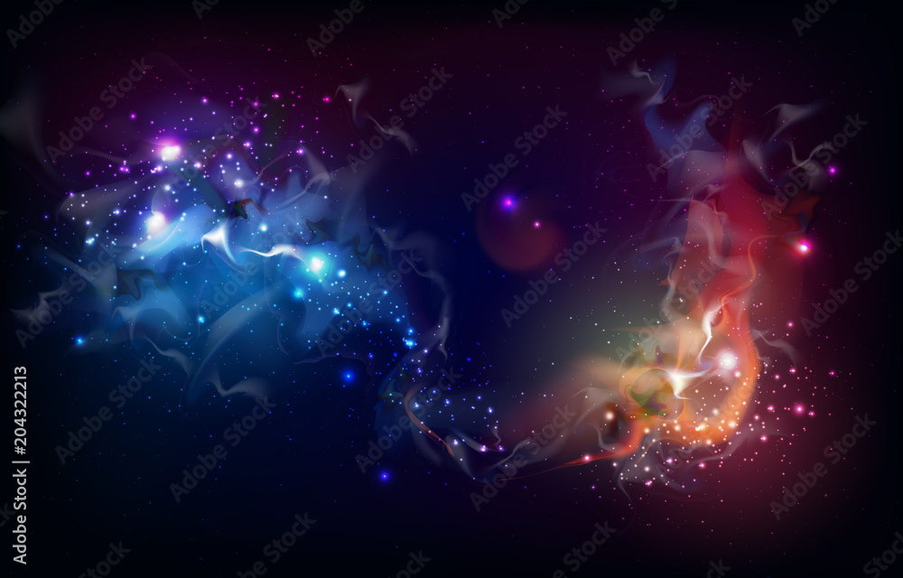 Abstract open space background. Starfield, universe, nebula in galaxy. Vector illustration