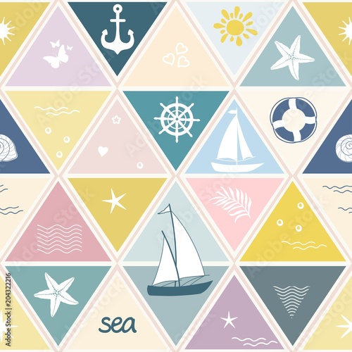 Geometric seamless pattern with nautical elements