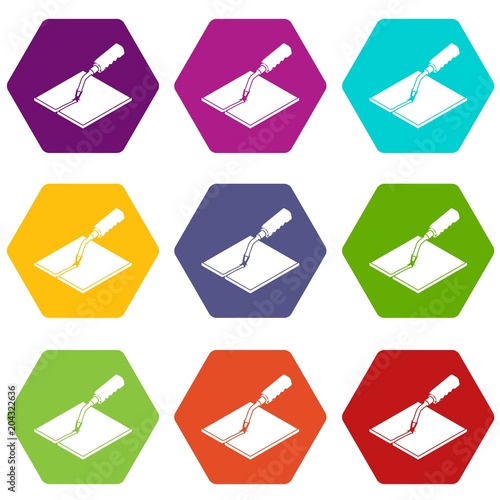 Welding torch icons set 9 vector